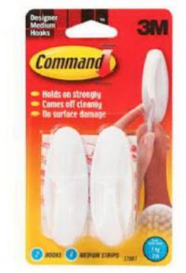 Picture of Adhesive-Hook Designer White 6Pc (2 Hooks 4 Strips)