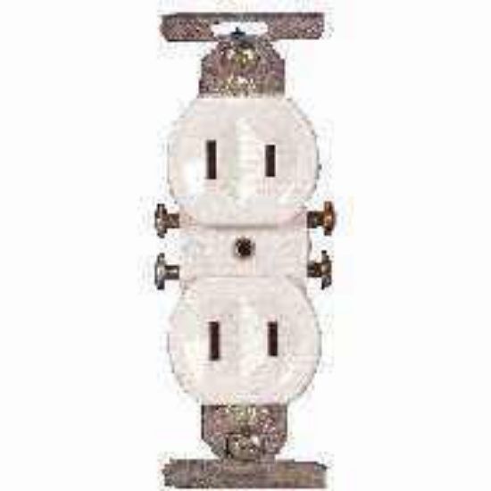 Picture of Electrical-Outlet 15-Amp 125-Volt Duplex-Receptacle Double-Pole 2-Wire Grounding Ivory