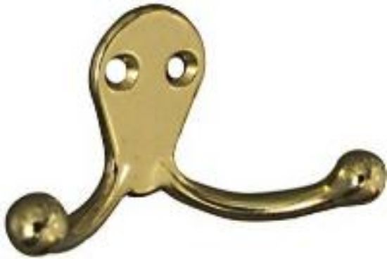 Picture of Double Clothes Hook Polished Brass