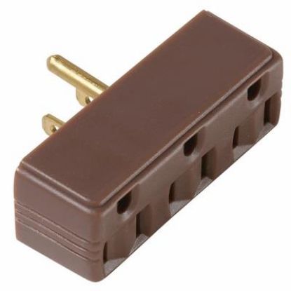 Picture of Plug-In Triple-Tap Outlet-Adapter Brown