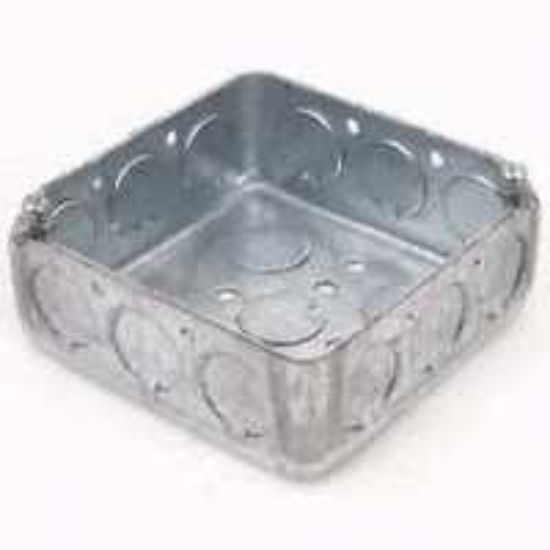 Picture of Electrical-Box Square-Box Drawn 4" x 1-1/2" 1/2" Knockouts