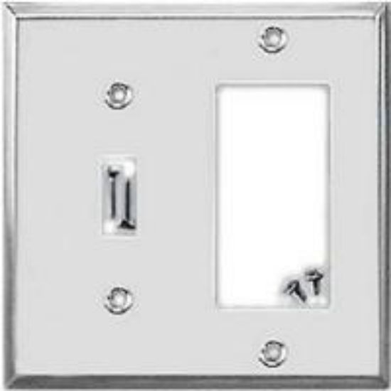 Picture of Wall-Plate Steel 2-Gang Combination-Toggle-Decorator Chrome