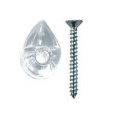 Picture of Plastic Fancy Tear-Drop Mirror-Clip 1/4" with Screws & Anchors