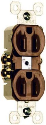 Picture of Electrical-Outlet Duplex-Receptacle 15-Amp 125-Volt Double-Pole 3-Wire Grounding Brown