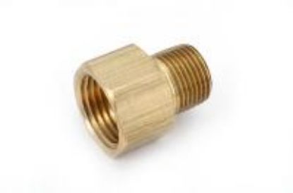 Picture of 1/4 FPT X 1/8"-MPT Yellow-Brass Adapter Bar-Stock