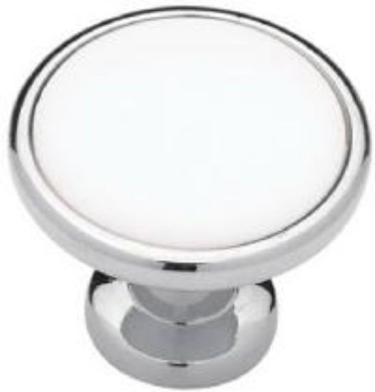 Picture of 1-1/4" CHR/WHT Cabinet-Knob