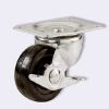 Picture of Swivel Plate-caster W/ Brake Rubber Wheel 3" 175 Lb Load Capacity