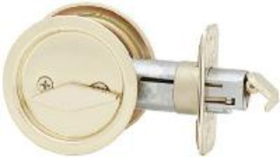 Picture of Polished-Brass Round Privacy-Lockset Pocket-Door Lock