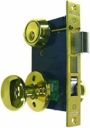 Picture of Lock-Set Entrance-Type Mortise Through Bolted 2-1/2" Back Set Brass-Finish