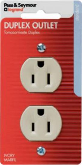 Picture of Electrical-Outlet Duplex-Receptacle Ivory 15-Amp 125-Volt Double-Pole 3-Wire Grounding