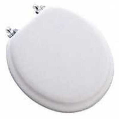 Picture of Toilet-Seat Soft Wood Core White With Chrome Hinges