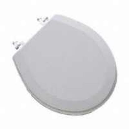 Picture of Toilet-Seat Wood-Material White With Chrome Hinges