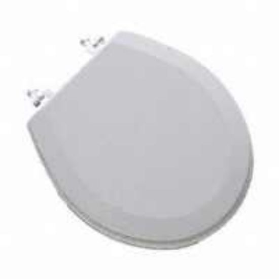 Picture of Toilet-Seat Wood-Material White With Chrome Hinges