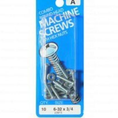 Picture of Machine-Screw With-Nuts Zinc-Plated Round-Head Combo-Drive #6-32 x 3/4"