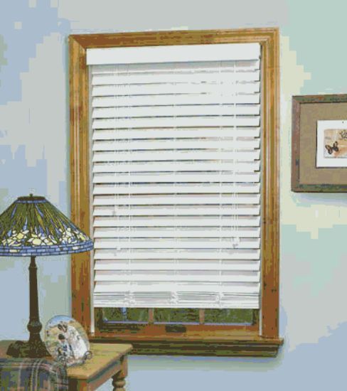 Picture of Window-Blind Faux-Wood Slat-Width 2" 35" Length 64" White
