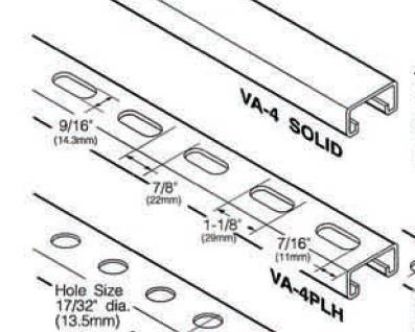 Picture of Galvanized-Steel Strut-channel 14-gauge Slotted-hole 1-5/8" X 13/16"