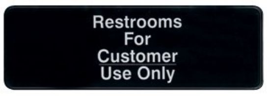 Picture of Sign 3" x 9" Plastic- Restrooms For Customer Use Only