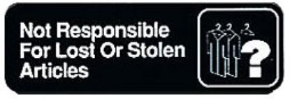 Picture of Sign 3" x 9" Plastic- Not Responsible For Lost or Stolen Articles