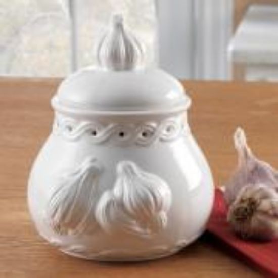 Picture of White Stoneware Garlic Pot