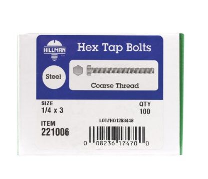 Picture of Tap-Bolt Mild-Steel 1/4-20 TPI 20 x 3"