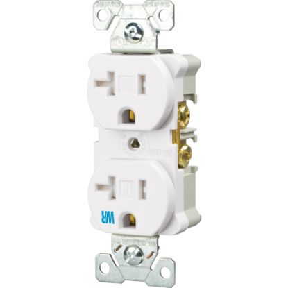 Picture of Electrical-Outlet Commercial Duplex-Receptacle 20-Amp White Tamper-Resistant Weather-Resistant