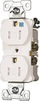 Picture of Electrical-Outlet Commercial Duplex-Receptacle 15-Amp White Tamper-Resistant Weather-Resistant