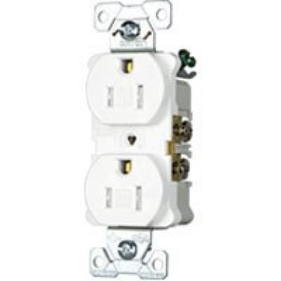 Picture of Electrical-Outlet Commercial Duplex-Receptacle 15-Amp White Tamper-Resistant