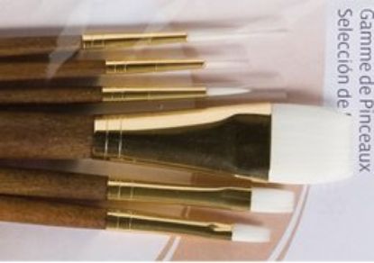 Picture of White Taklon Brush Set 6-Piece (Round 302 Liner 1 Shader 4 & 6 Wash 3 & 4)