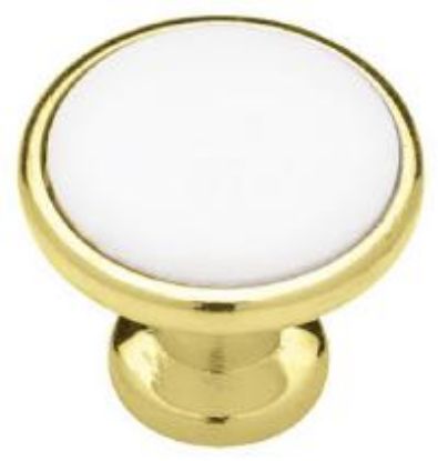 Picture of 1-1/4" Brass & White Knob