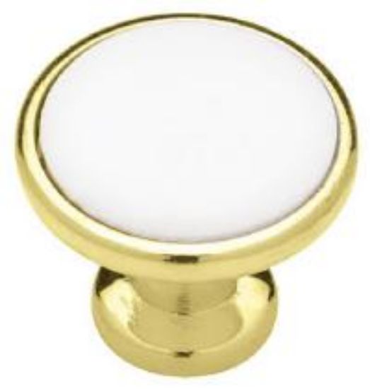 Picture of 1-1/4" Brass & White Knob