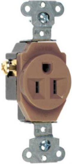 Picture of Single-Receptacle 15-Amp 125-Volt Double-Pole 3-Wire Grounding Brown