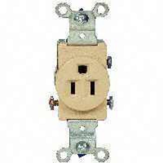 Picture of Single-Receptacle 20-Amp 125-Volt Double-Pole 3-Wire Grounding Ivory