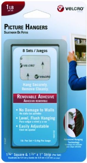 Picture of Removable Picture-Hanger White 1-1/2" x 1" Strips and 1.75" Squares