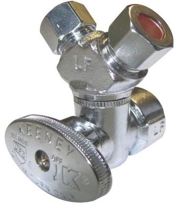 Picture of 3-way Supply-Valve 1/2 Fip X 3/8" Cmp X 3/8" Cmp