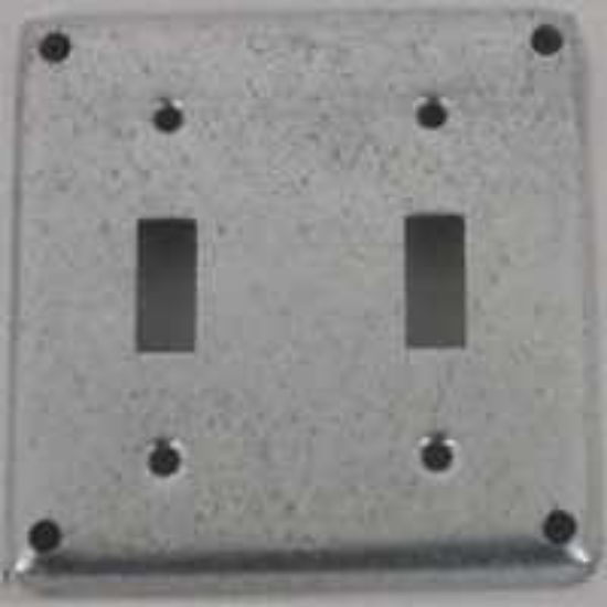 Picture of Electrical-Box-Cover Square Steel Double-Toggle 4" 1/2" Rise
