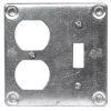 Picture of Square Electrical-Box-Cover Steel 4" 1/2" Rise Single Toggle Double Receptacle 1.406