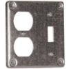 Picture of Square Electrical-Box-Cover Steel 4" 1/2" Rise Single Toggle Double Receptacle 1.406