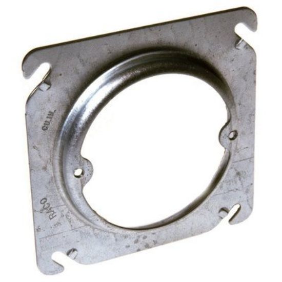 Picture of Electrical-Box 4" Square Steel Outlet Electrical-Box-Cover 3/4" Rise 2-3/4" Ears