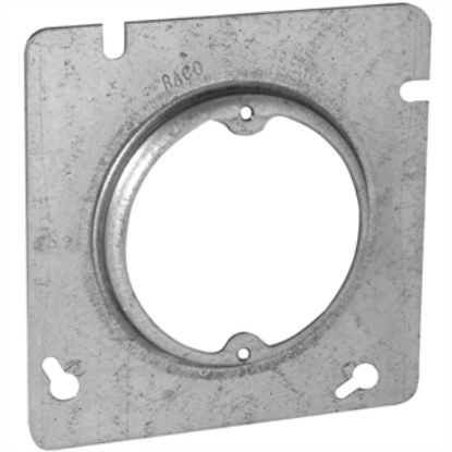 Picture of Electrical-Box 4-11/16" Square Steel Outlet Electrical-Box-Cover 1/2" Rise 2-3/4" Ears
