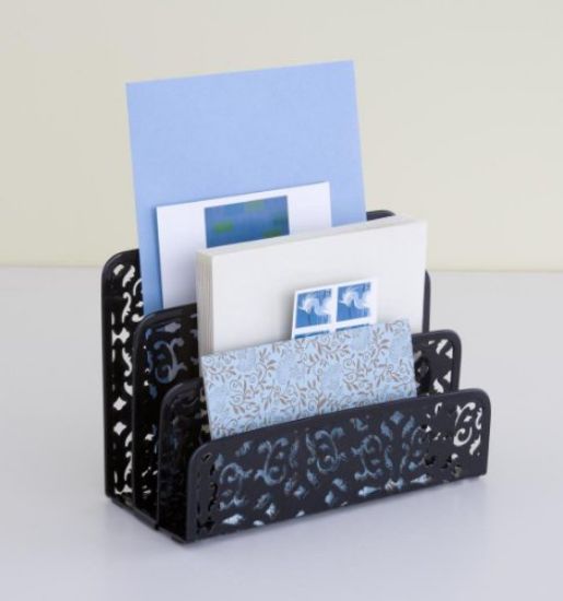 Picture of Brocade Letter Holder Black