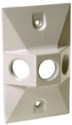 Picture of Light-Bulb-Socket Weather-Proof Electrical-Box-Cover Rectangular Aluminum 1 x 1/2" White