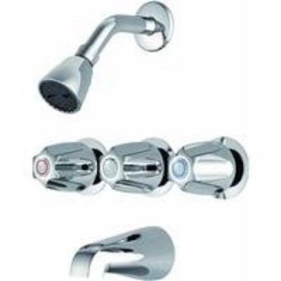 Picture of 3 Handle Tub Shower-Faucet Chrome Metal Handle