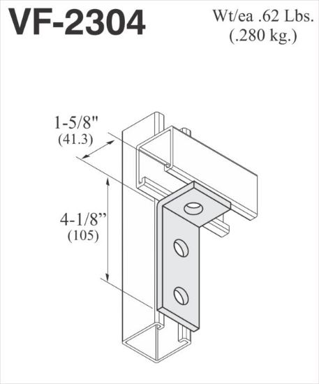 Picture of Angle Fitting 90° 3-hole Zinc-Plated Mild-Steel 4-1/8" X 1-5/8"