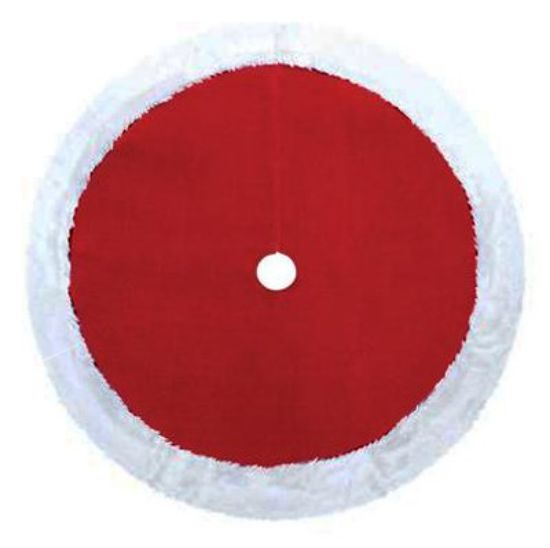 Picture of Tree-Skirt Christmas-Tree 48" Red With White Trim Plush