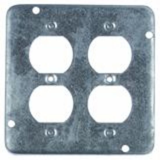 Picture of 4-11/16" Square Electrical-Box-Cover Raised 1/2" with 2 Duplex Receptacles