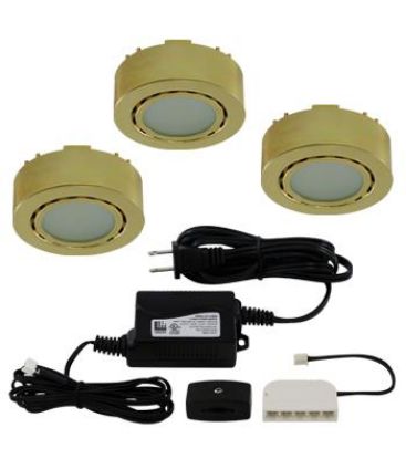 Picture of Three-Light Puck Kit Polished Brass