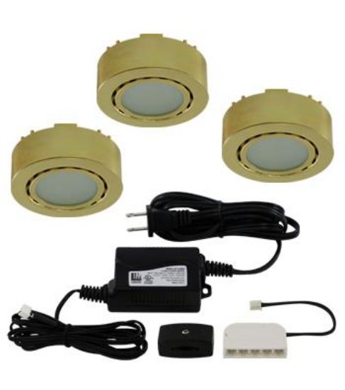 Picture of Three-Light Puck Kit Polished Brass