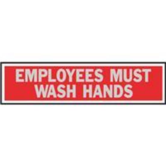 Picture of Employees Must Wash Hands Aluminum Self-Adhesive Sign