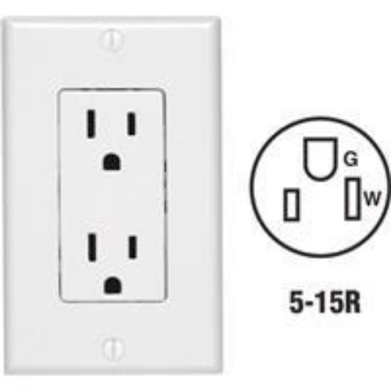 Picture of Wall-Plate 15-Amp Duplex Decorator Outlet With White