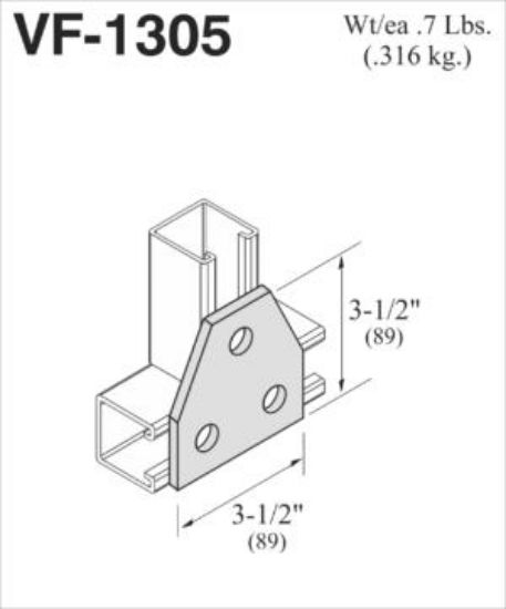Picture of 3-hole Triangular Flat Plate Tee-gusset 3-1/2" X 3-1/2"